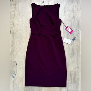 NWT Vince Camuto belted eggplant dress, size 2.